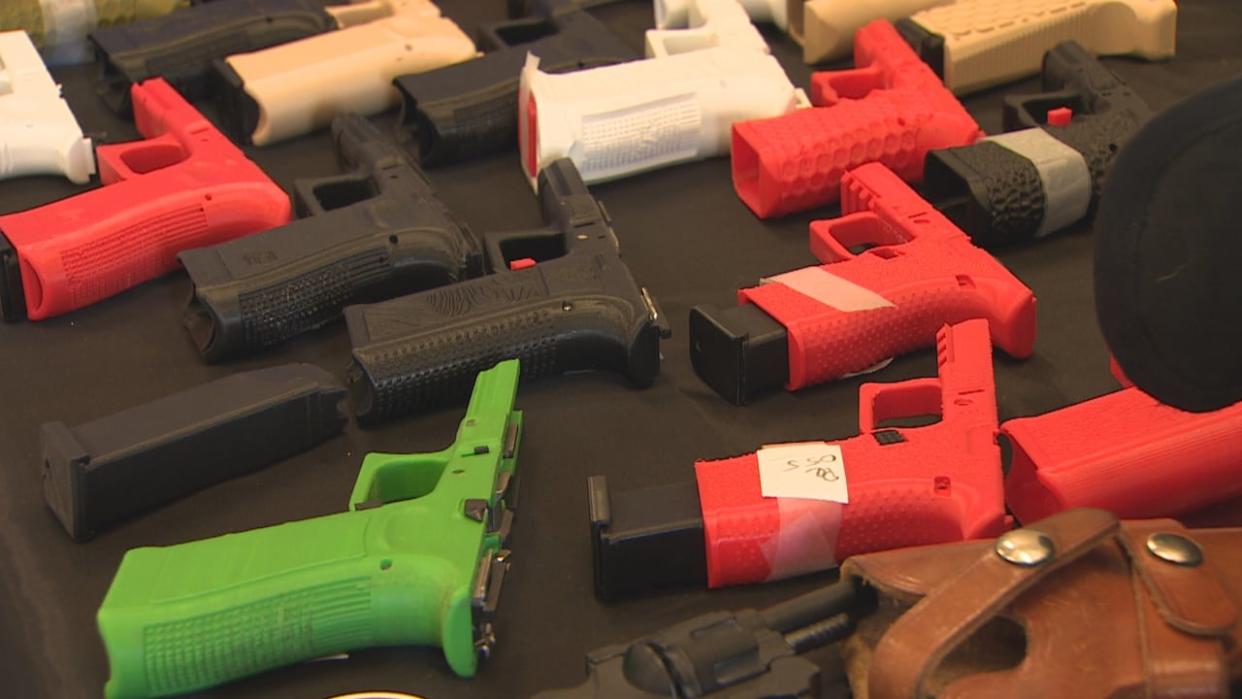 Bill C-21 promises to crack down on homemade ghost guns, such as these 3D-printed guns. (Mark Cumby/CBC - image credit)