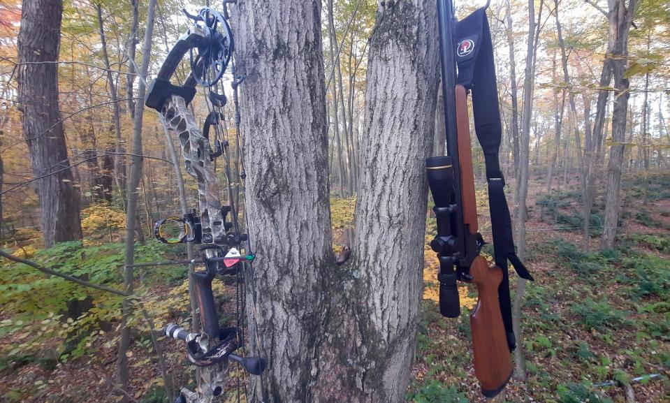 During the overlap of  Pennsylvania's archery season and the antlerless only muzzleloader season Oct. 14-21, properly licensed hunters are able to take their bow and muzzleloader to the woods at the same time.