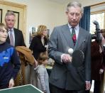 <p>Prince Charles picked up a paddle for some table tennis the Melmerby Village Hall in Cumbria. </p>