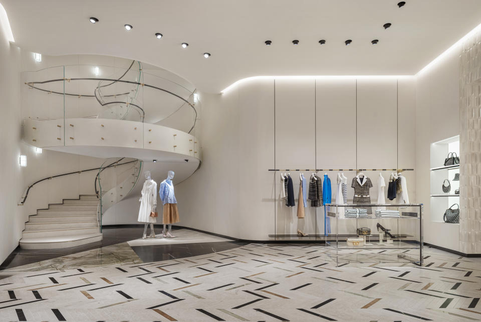 The first floor offers bags, shoes and womenswear