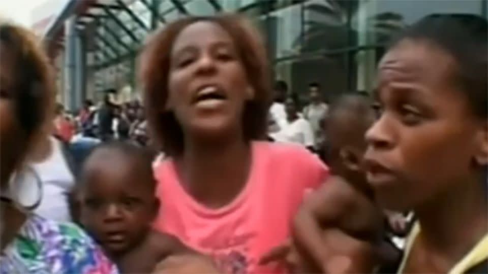 People on streets on New Orleans during hurricane Katrina. Photo: 7 News