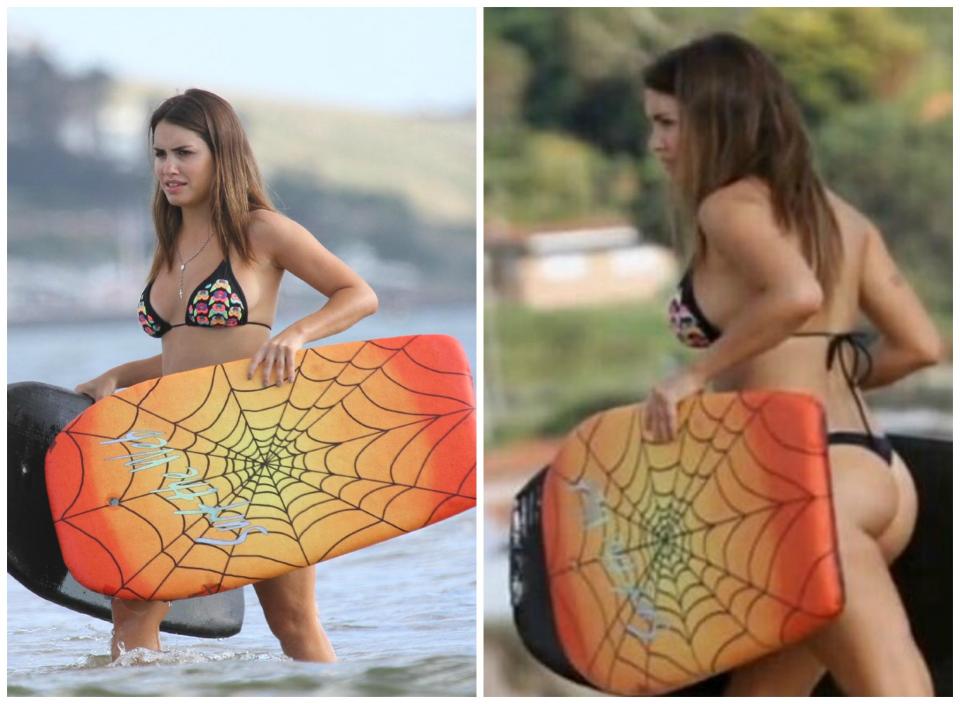 <p>Como si eso fuera poco, la intérprete de 'Soy' quiso ponerle adrenalina y deporte a sus días playeros, y decidió probar con el ‘bodyboard’. – Fotos: Twitter.com/LaliMiLuzz </p>