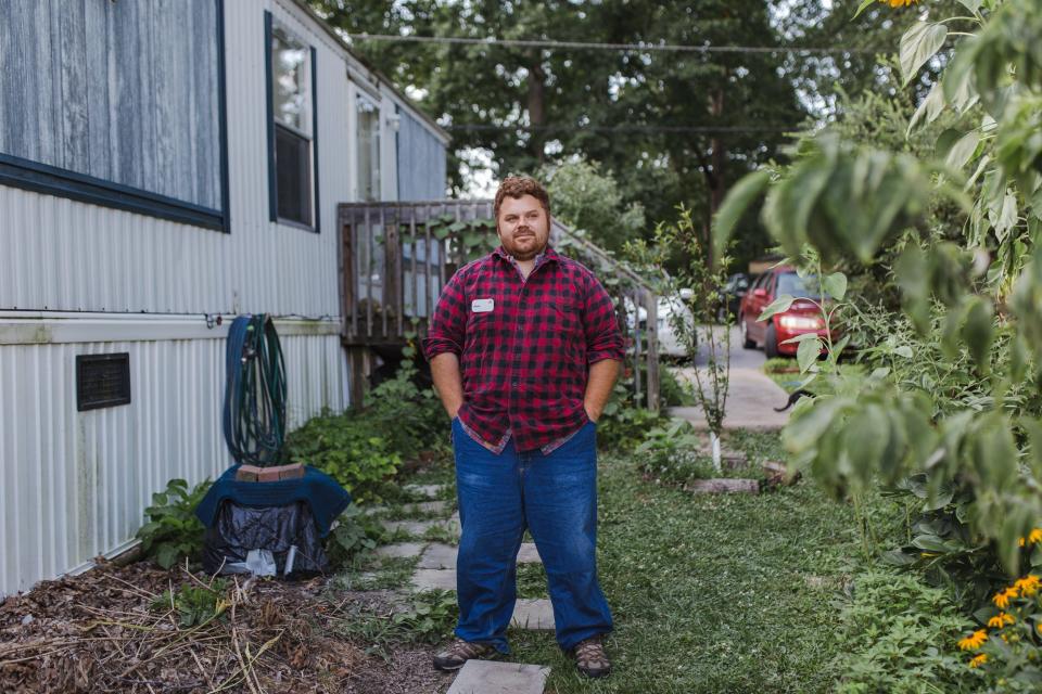 Adam Ryan outside trailer park in Virginia.