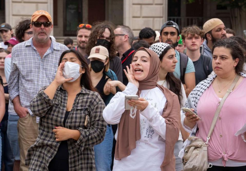 Lafi was seen at the University of Texas-Austin on Wednesday leading a protest against Israel. Alamy Live News.