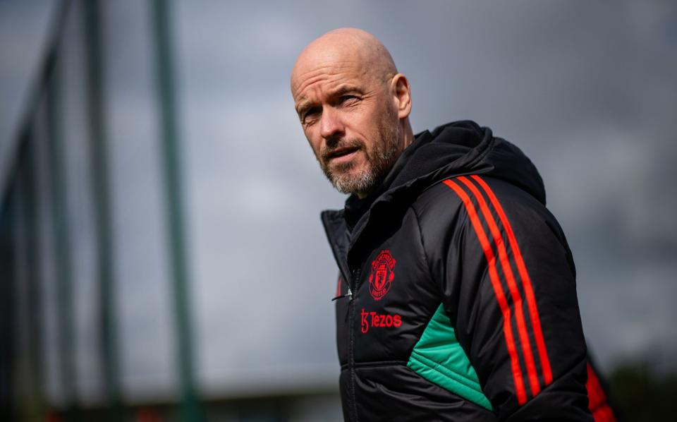 Erik ten Hag at Carrington Training Ground