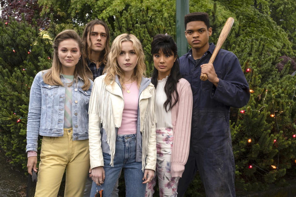 (L-R): Olivia Holt, Charlie Gillespie, Kiernan Shipka, Stephi Chin-Salvo, Jeremy Monn-Djasngar in 'Totally Killer.'