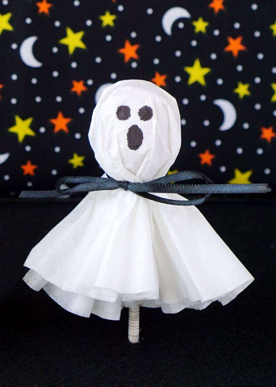 43) Coffee Filter Ghost Lollipops