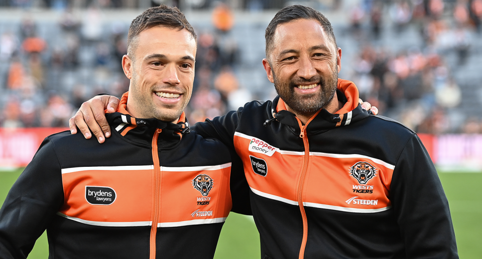 Pictured here is Luke Brooks and Benji Marshall.