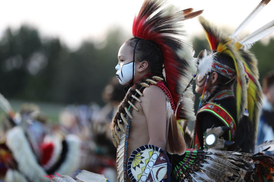 Dancers participate in the 2022 Inter-Tribal Powwow at the Cherokee National Holiday in Tahlequah.