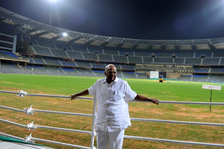 Former BCCI president Sharad Pawar at The Wankhede Stadium in Mumbai on February 20, 2011