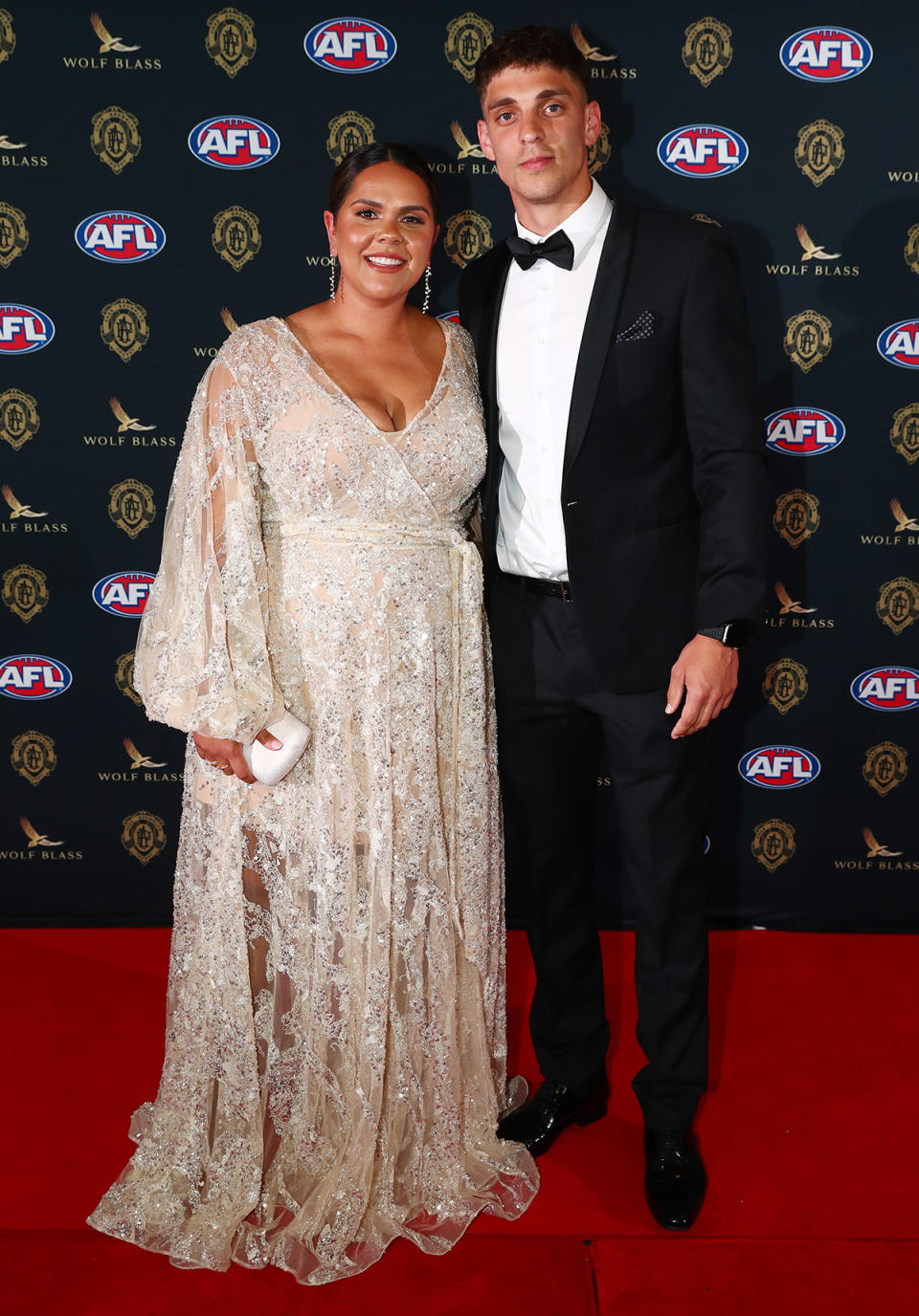 Sean Lemmens and Trischaye Newchurch at the Brownlow Medal 2021