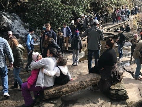 Long lines at Laurel Falls in the Great Smoky Mountains National Park in January 2021 (National Parks Service)