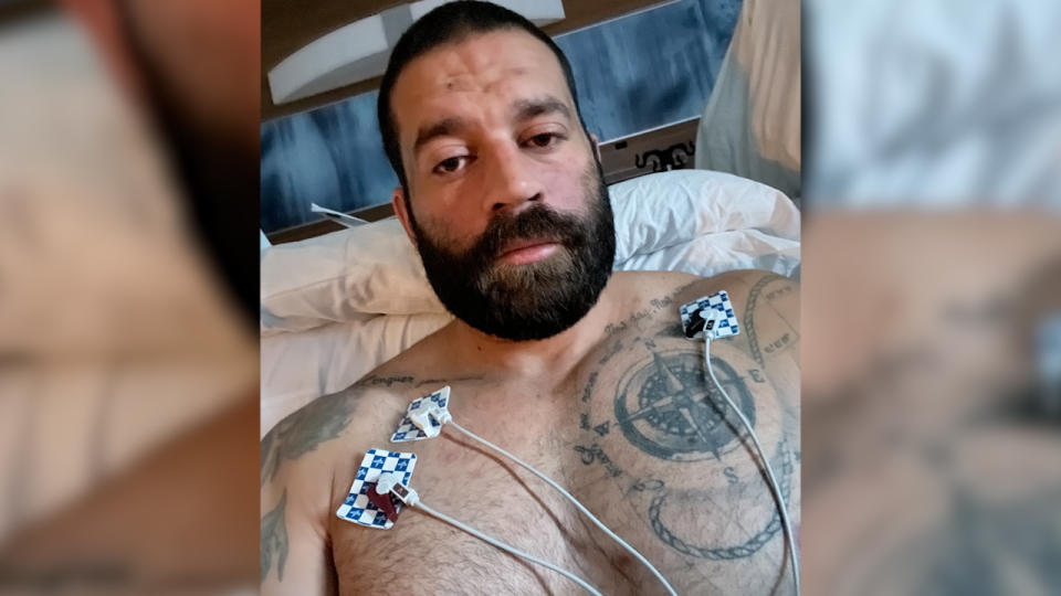 Jeff Marr in the hospital recovering from alcohol poisoning.