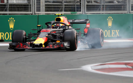 Formula One - F1 - Azerbaijan Grand Prix - Baku City Circuit, Baku, Azerbaijan - April 29, 2018 Red Bull's Max Verstappen in action during the race REUTERS/David Mdzinarishvili