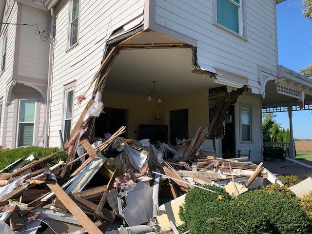 Greg and Kim Reasoner's home in Marion was struck by a 2008 Acura RDX on Friday.