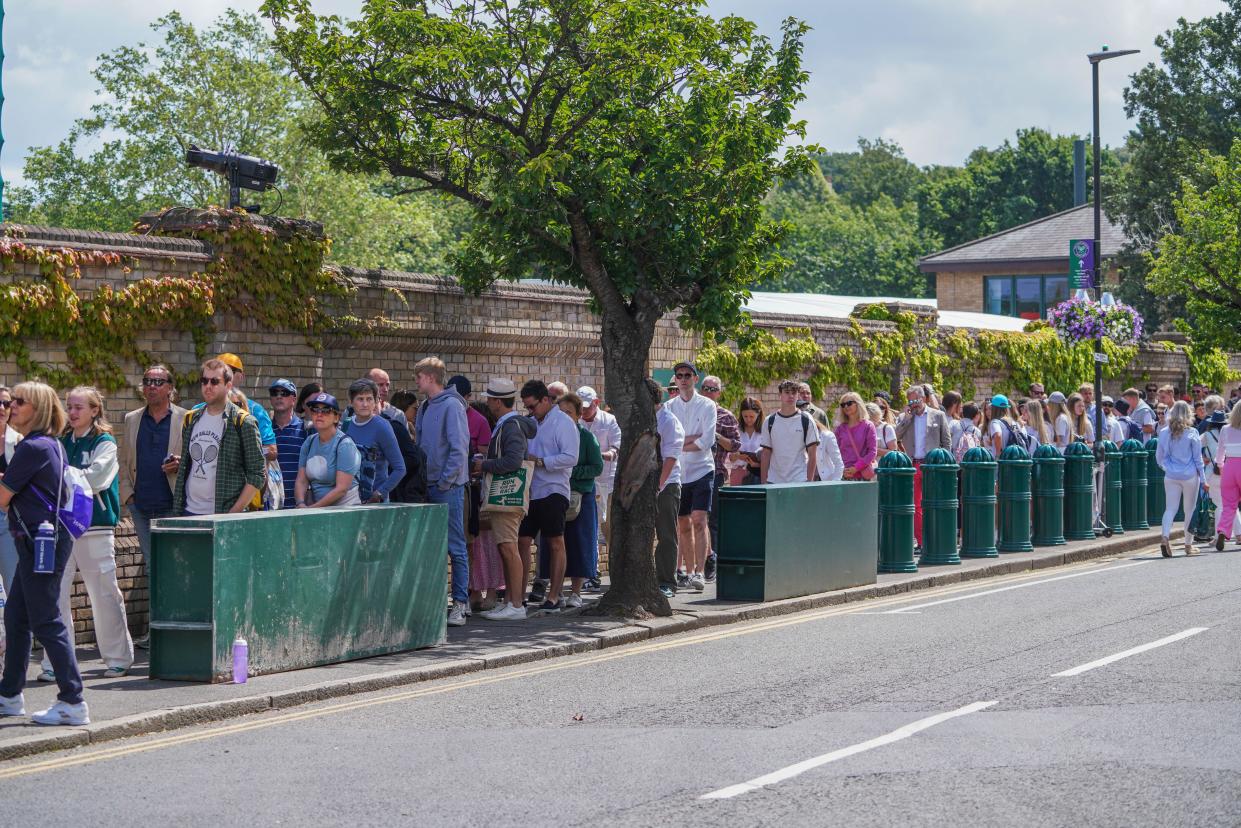 London UK. 3 July 2023  Thousands  of tennis spectators attend  on Day 1 of  the Wimbledon tennis championships at the All England Lawn Tennis Club . Credit: amer ghazzal/Alamy Live News