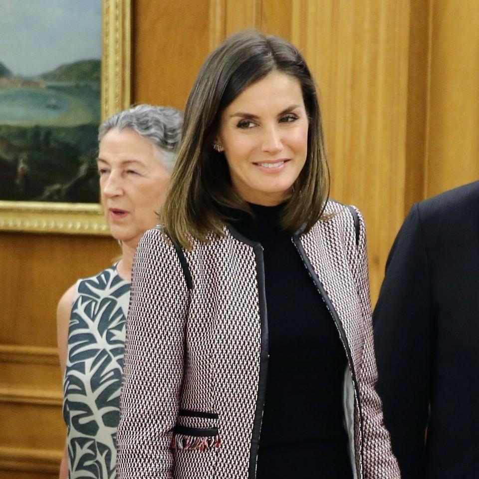 The Spanish monarch, Queen Letizia, got a leg up on the model-off-duty trend, the lucite heel, with regal polish.