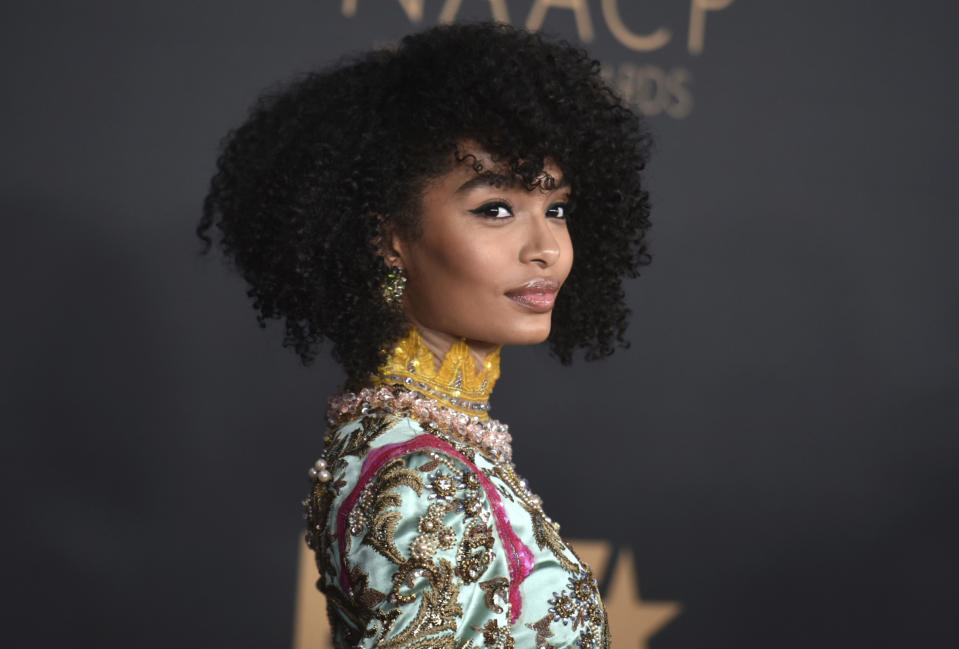 FILE - Yara Shahidi arrives at the 51st NAACP Image Awards in Pasadena, Calif., on Feb. 22, 2020. Shahidi not only stars in the young adult dramedy “grown-ish,” but she also serves as an executive producer. The 21-year-old, who swaps out reading scripts for text books as a Harvard student, says she’s equally invested in what happens behind the camera. (Photo by Richard Shotwell/Invision/AP, File)