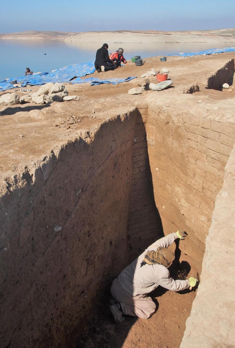 The walls of the Mittani-period storage building are partly preserved several metres high