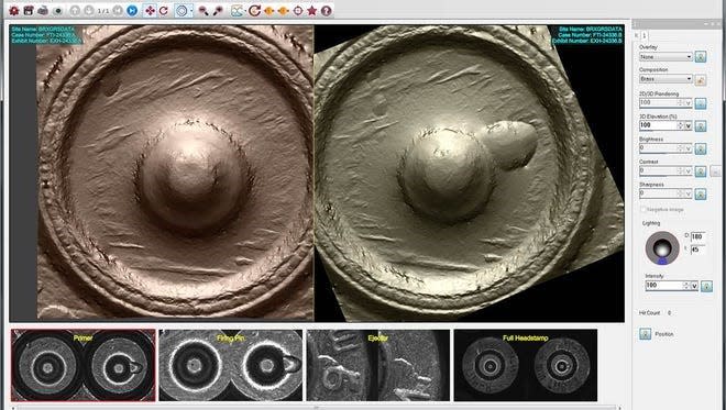 Scanning of the back of a shell casing creates a "fingerprint" that can be digitized and compared to other casings.