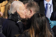 President Joe Biden hugs his children Hunter and Ashley after being sworn in at the 46th president of the United State during the 59th Presidential Inauguration at the U.S. Capitol in Washington, Wednesday, Jan. 20, 2021. (AP Photo/Andrew Harnik)