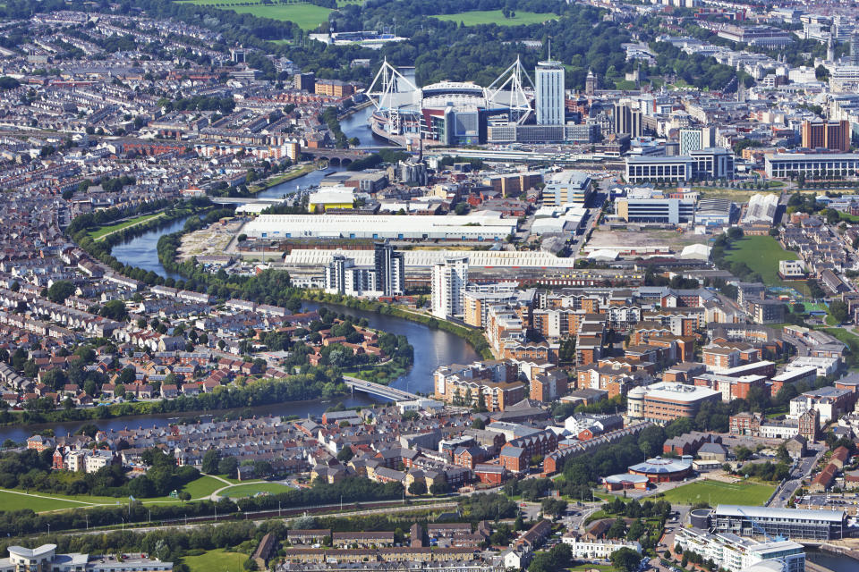 Aerial view of Central Cardiff