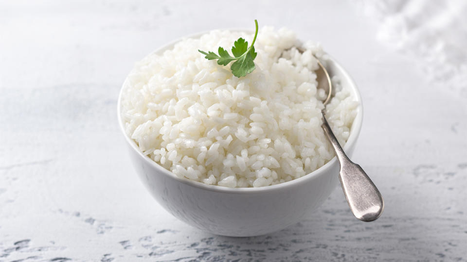 A serving of oven-baked white rice