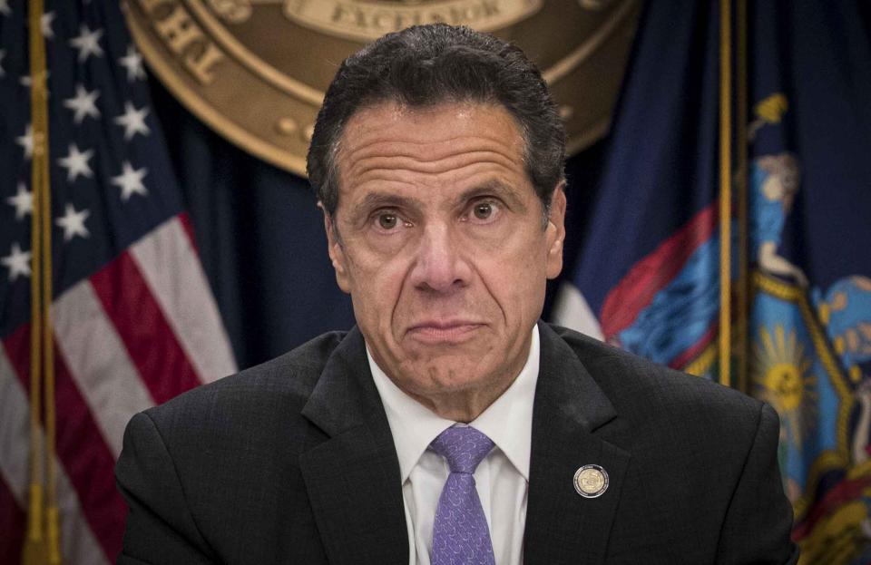 FILE - In this Sept. 14, 2018 file photo, Gov. Andrew Cuomo listens during a news conference in New York. President Joe Biden said Tuesday, March 16, 20201, that Cuomo should resign if the state attorney general's investigation confirms the sexual harassment allegations against him. (AP Photo/Mary Altaffer, File)