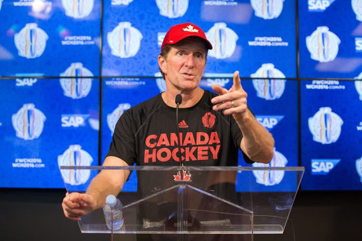 OTTAWA, ON - SEPTEMBER 12: Head coach Mike Babcock talks to media during a press conference after practice in preparation for the World Cup of Hockey at Canadian Tire Centre on September 12, 2016 in Ottawa, Ontario, Canada. (Photo by Andre Ringuette/World Cup of Hockey via Getty Images)