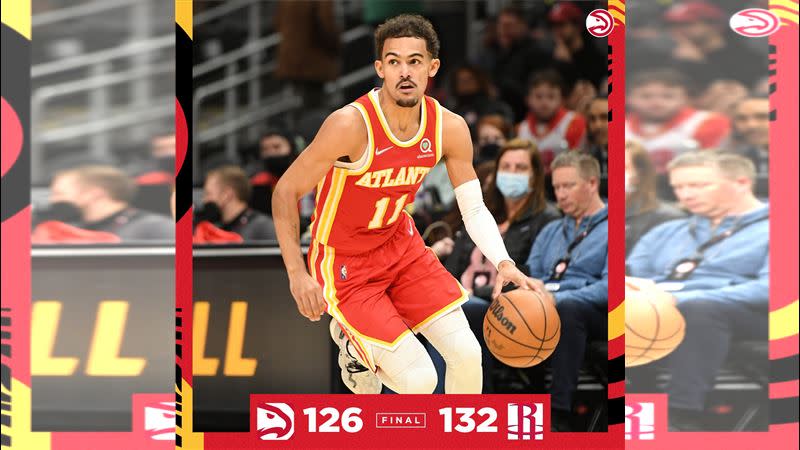 楊恩（Trae Young）41分白搭，火箭落後19分逆轉老鷹。（圖／翻攝自老鷹推特）