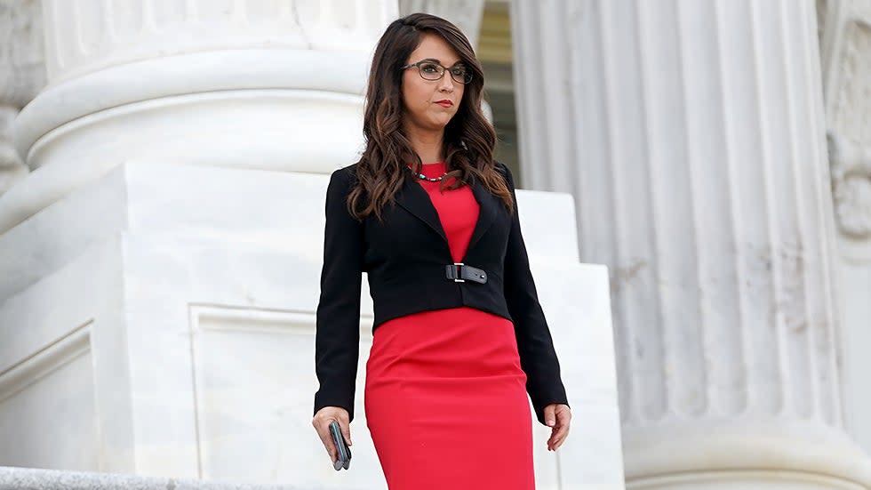 Rep. Lauren Boebert (R-Colo.) leaves the Capitol during a series of twenty votes regarding the National Defense Authorization Act on Thursday, September 23, 2021.