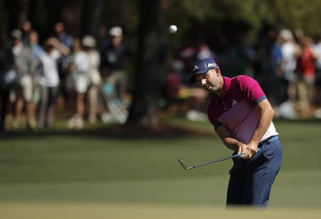 Sergio Garcia of Spain watches his ball in third round play during the 2017 Masters golf tournament at Augusta National Golf Club in Augusta, Georgia, U.S., April 8, 2017. REUTERS/Brian Snyder