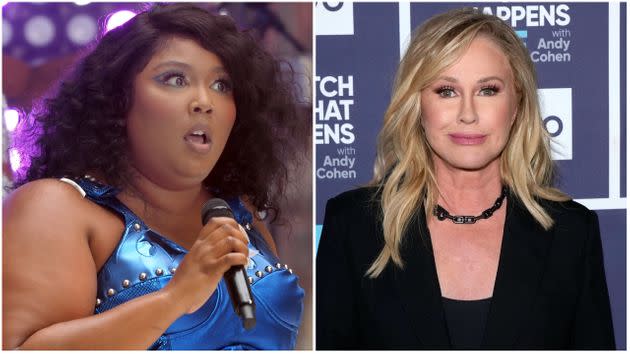 Lizzo (left) and Kathy Hilton. (Photo: Debra L Rothenberg via Getty Images/Bravo via Getty Images)