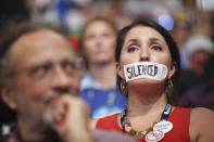 <p>An anti-TPP delegate at the DNC Convention in Philadelphia, PA. on July 25, 2016. (Photo: Khue Bui for Yahoo News)</p>