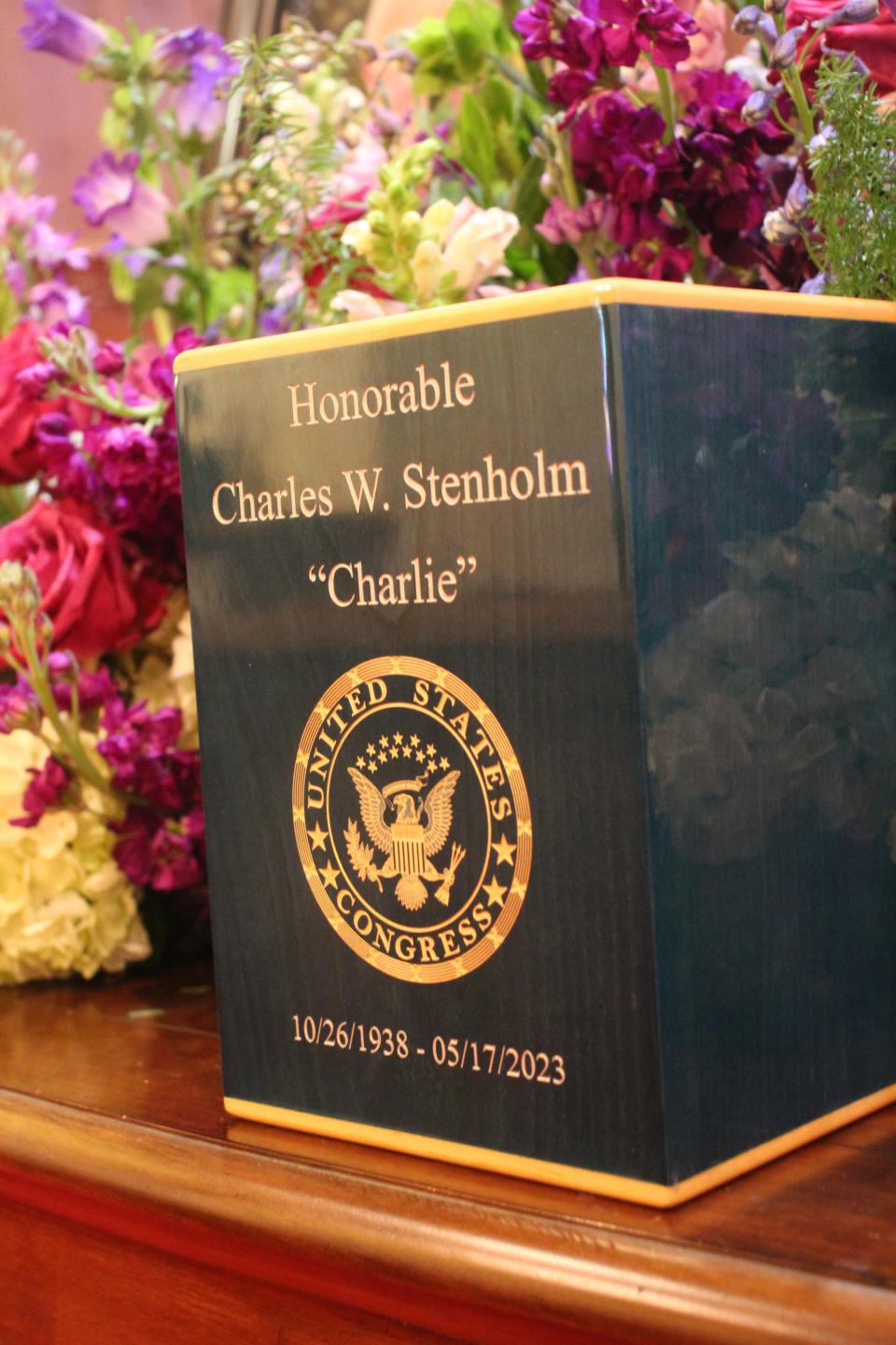 A display in the sanctuary of Bethel Lutheran Church honors the U.S. congressman known as Charlie on June 3, 2023