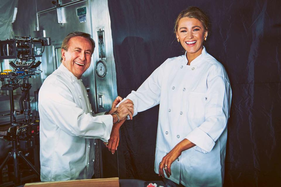 <p>Betty Booze</p> Blake Lively with Chef Daniel Boulud 