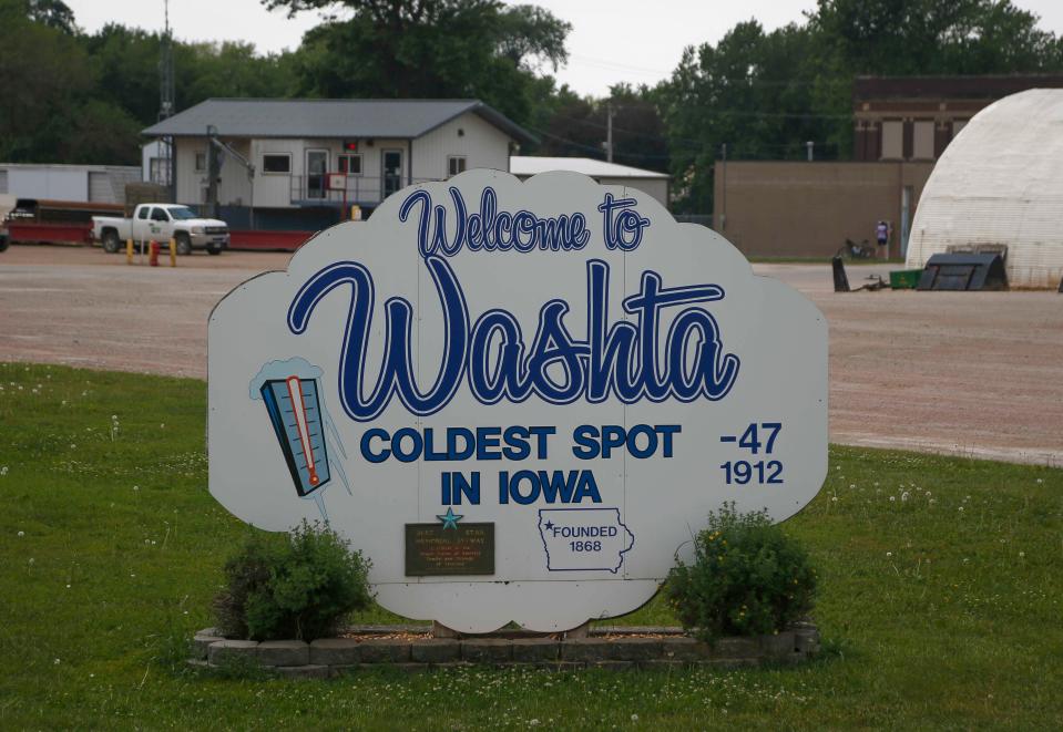 Washta promotes its claim to fame as the coldest spot in Iowa history.