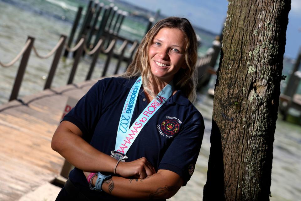 Holly Heidenreich, a firefighter and EMT with the Destin Fire Control District, recently completed an 80-mile paddleboard journey from Bimini Bahamas to the Florida mainland as part of the 2022 Crossing For Cystic Fibrosis challenge.