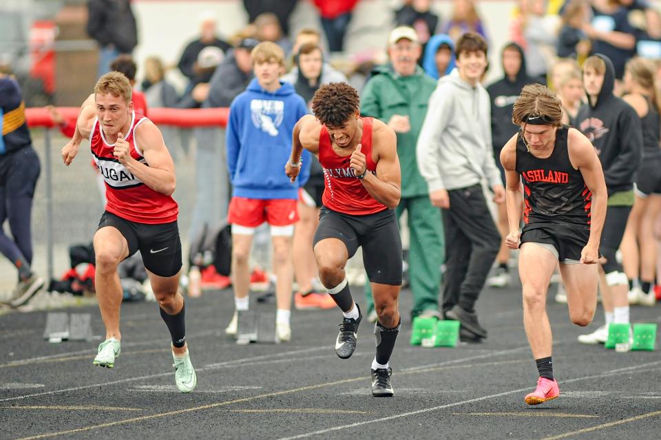 The 100-meter dash was the amrquee event of the 2023 Forrest Pruner Track Invitational on Friday night at Crestview High School.