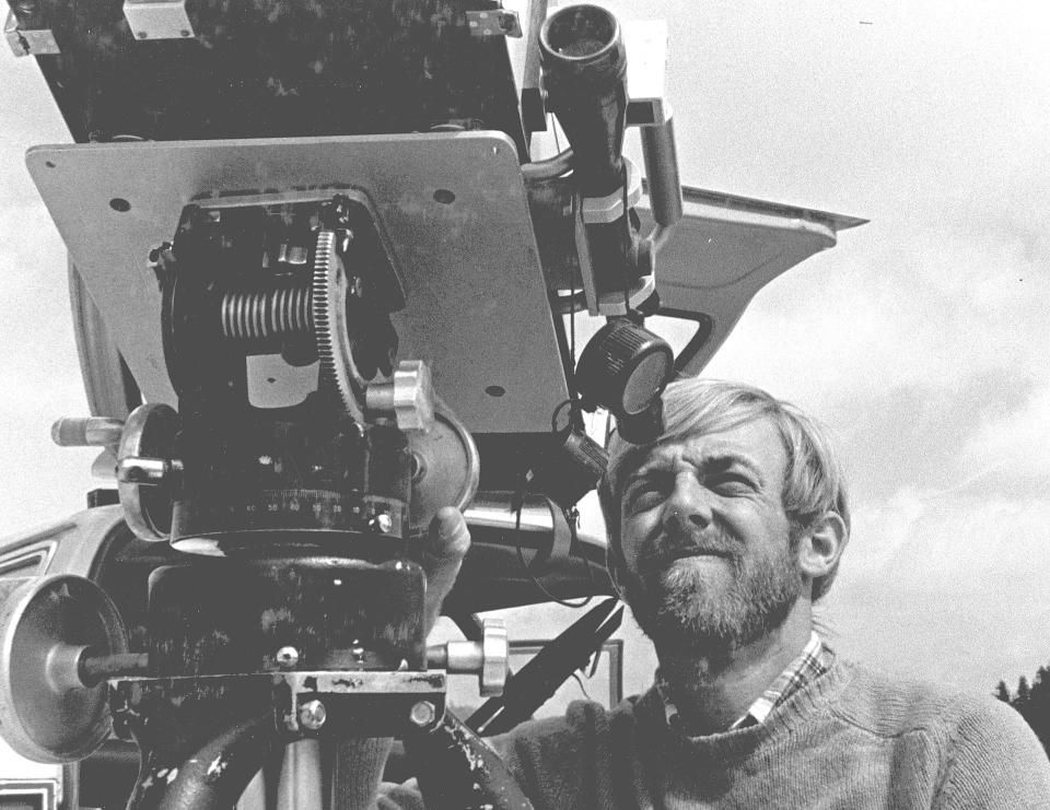 Dave Johnston with gas-detection instrument at Mount St. Helens, 4 April 1980 (USGS) 1