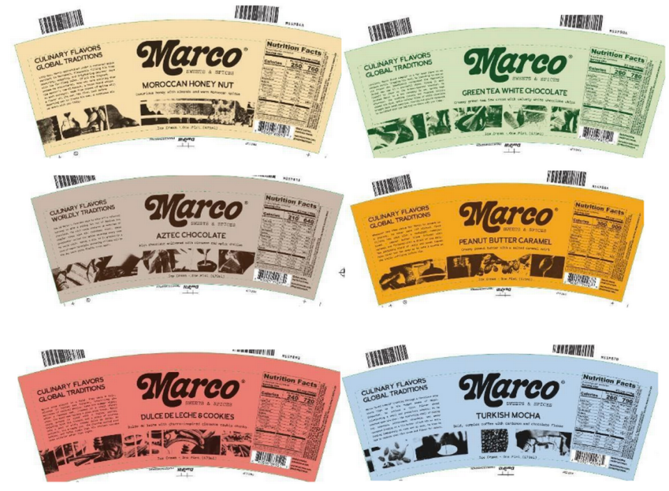 Recalled Marco’s ice cream varieties.
