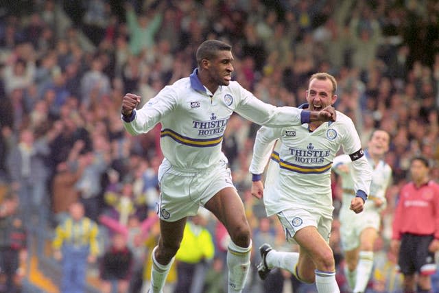 Brian Deane (left) was on target for Leeds