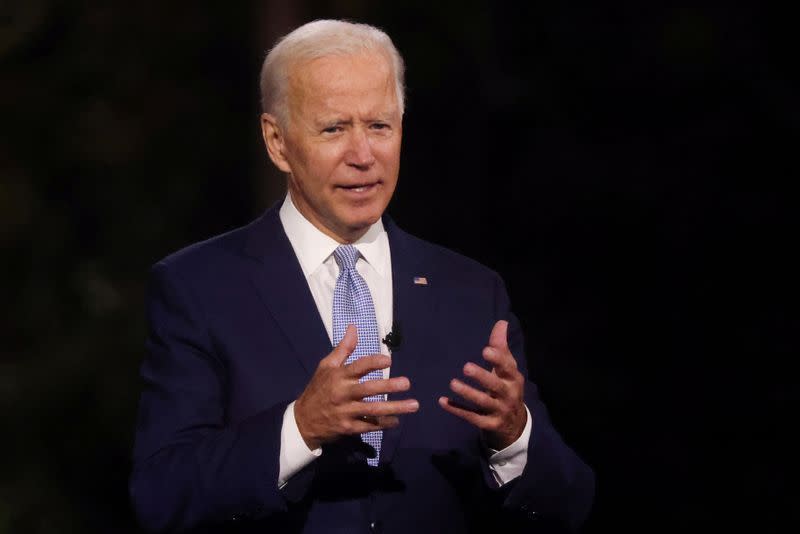 Democratic U.S. presidential nominee Biden takes part in an outdoor town hall meeting with CNN in Scranton, Pennsylvania