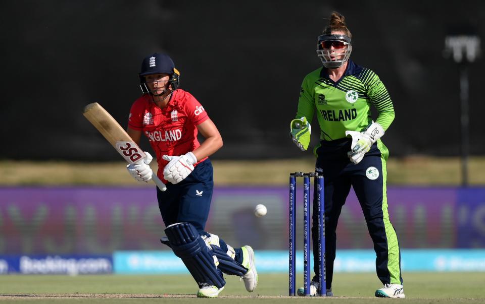 Danni Wyatt of England plays a shot during the ICC Women's T20 World Cup group B match between Ireland and England at Boland Park on February 13, 2023 in Paarl, South Africa. - Mike Hewitt/Getty Images