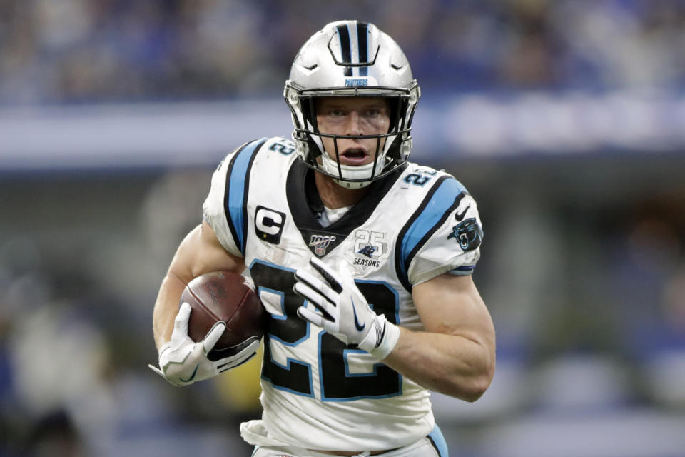 Christian McCaffrey is starting a fund to aid health care workers on the front lines of the COVID-19 crisis in the Carolinas. (AP Photo/Michael Conroy, File)