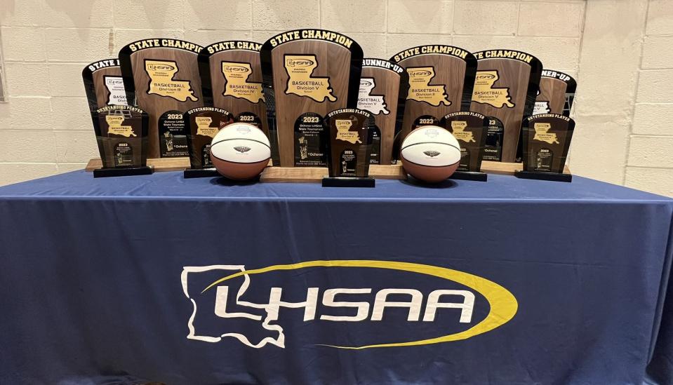 LHSAA trophies - stock photo