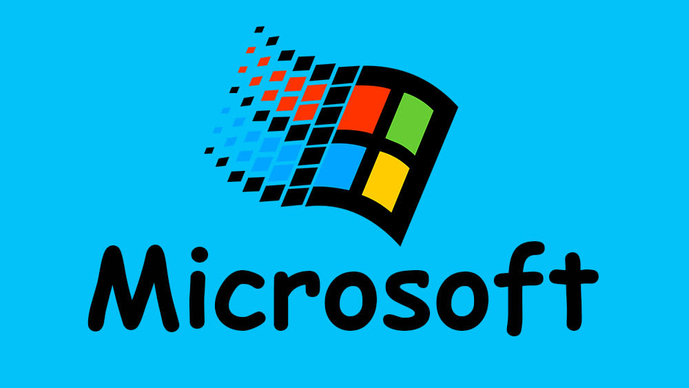  Microsoft logo and text written in Comic Sans typeface 