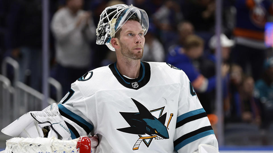 James Reimer est devenu le dernier joueur de la LNH à choisir de ne pas porter de chandail Pride.  (AP Photo/Adam Hunger, Fichier)