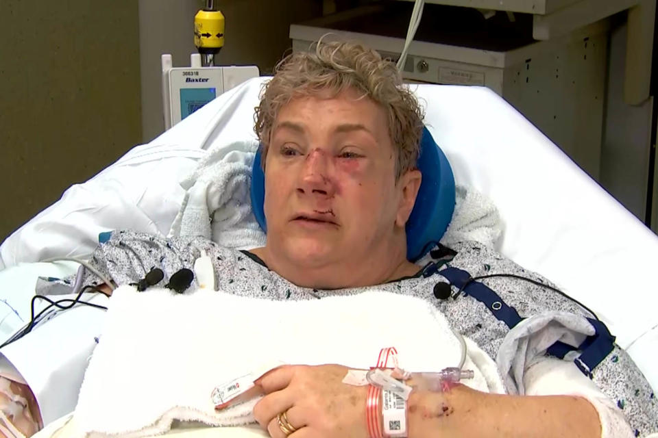 A screengrab from video shows Lee Ann Galante in a hospital bed. (WPXI)