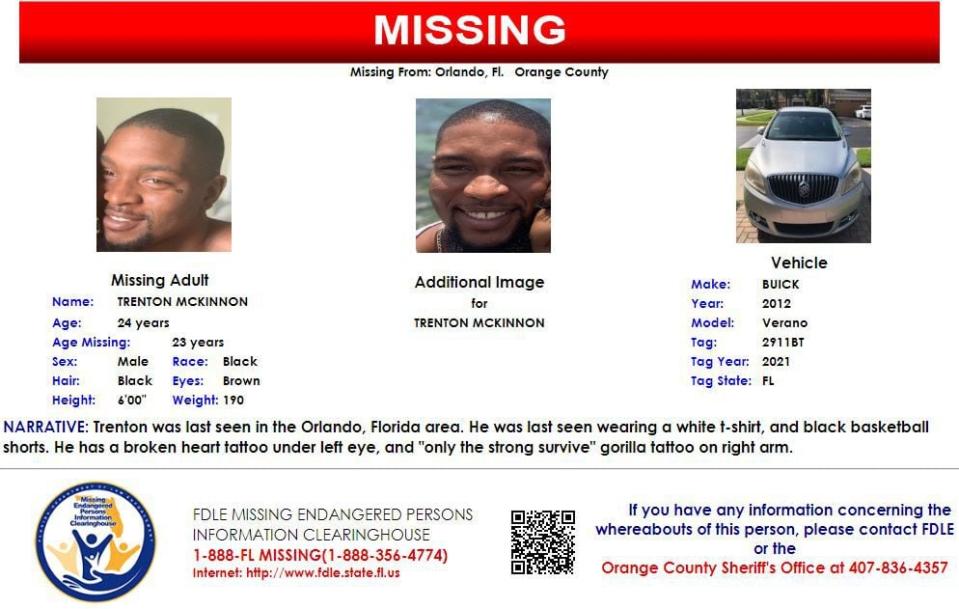 Trenton McKinnon was last seen in Orlando.